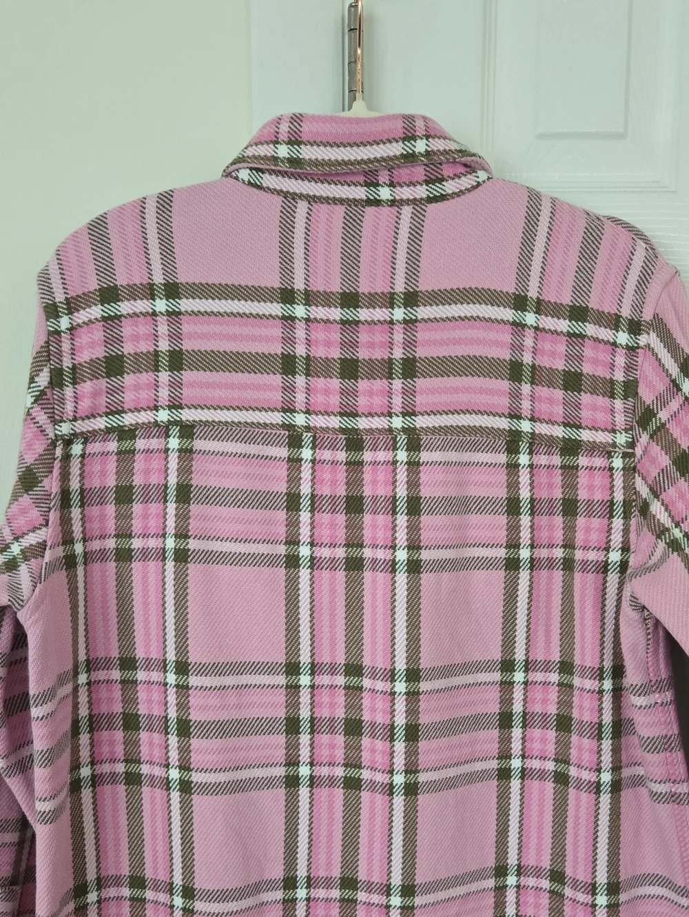 Outerknown Blanket Shirt Dress Pink Plaid Button Front Organic Cotton Shacket